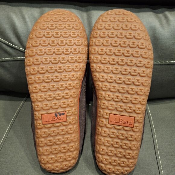 L.L. Bean Mountain Brown Suede Scuff Fleece Slippers Men Size 11 - Picture 7 of 8